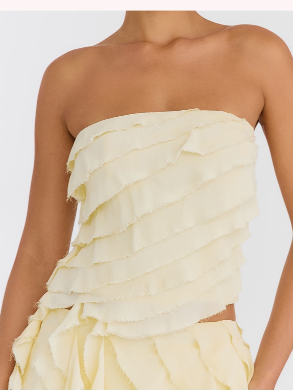 Mistress Rocks Vanilla Strapless Ruffle Top - Picture 2 of 11